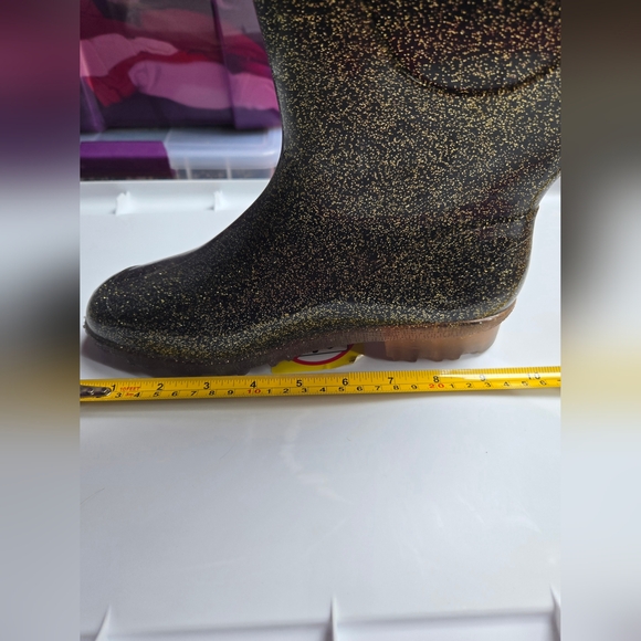 Colin Stuart Black with Gold Glitter Rain Boots Size 7.5 - Picture 9 of 9